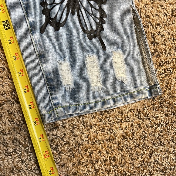 Forever 21 High Rise Light Denim Jeans Women Size Large Distressed Butterfly - Picture 11 of 11